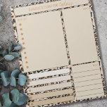 Daily Planner Leopard Print To Do List Notes Meals<br><div class="desc">Personalised Daily Planner in cream black and tan leopard print with sections for your to do list,  notes,  meals and appointments or reminders. This tear away notepad is printed on each page to last you for 40 days.</div>