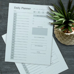 Daily Planner Minimal Blue Notepad