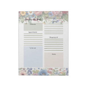 Daily Planner Multicolor Floral Border  Notepad