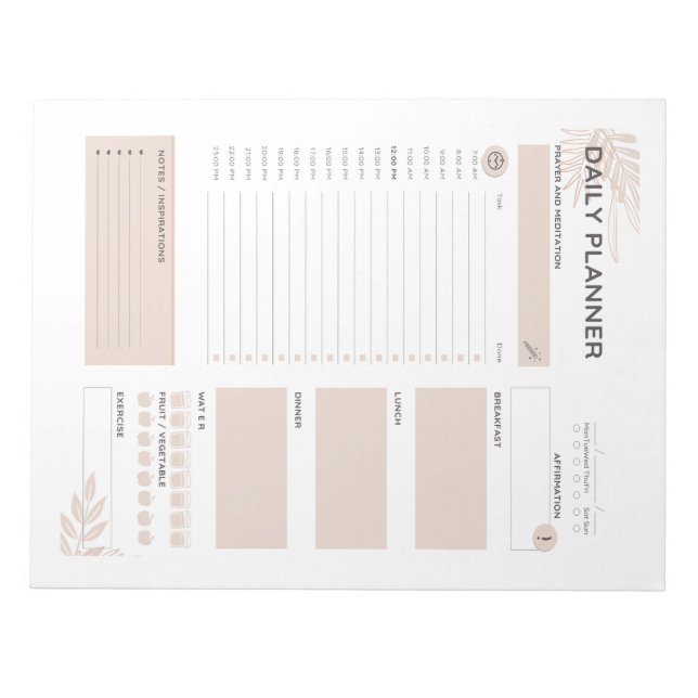 Daily planner note pad (Front)