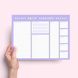 Daily Planner Notepad with Pastel Flowers