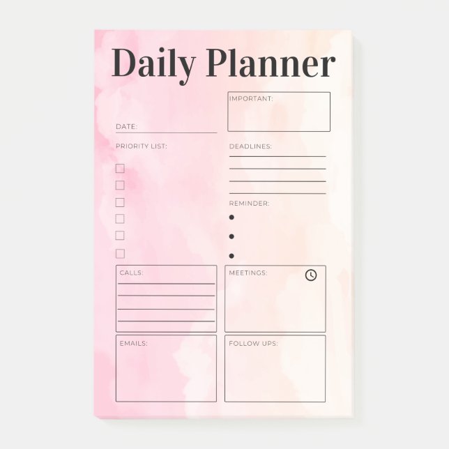 Daily Planner Organiser To Do List Chic Trendy Post-it Notes (Front)
