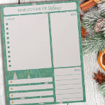 Daily Planner Pine Trees Notes Meals To Do List<br><div class="desc">Personalised Daily Planner with pine trees in green and gold. The planner has sections for your to do list,  notes,  meals and appointments or reminders. This tear away notepad is printed on each page to last you for 40 days - perfect for the winter and holiday season.</div>