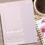 Daily Planner Pink Floral Notes Meals To Do List<br><div class="desc">Personalised Daily Planner in feminine pink and lilac floral with sections for your to do list,  notes,  meals and appointments or reminders. This tear away notepad is printed on each page to last you for 40 days.</div>