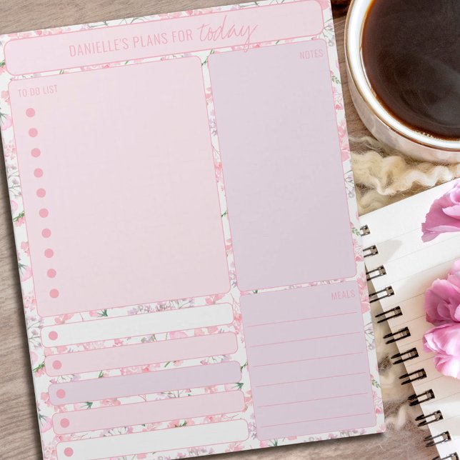 Daily Planner Pink Floral Notes Meals To Do List (Creator Uploaded)
