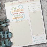 Daily Planner Quote Goals Notes and Reminders<br><div class="desc">Personalised Daily Planner in neutral colours with sections for your schedule,  notes,  goals and reminders. It is lettered with a motivational quote .. "work hard,  stay positive,  make it happen". This tear away notepad is printed on each page to last you for 40 days.</div>
