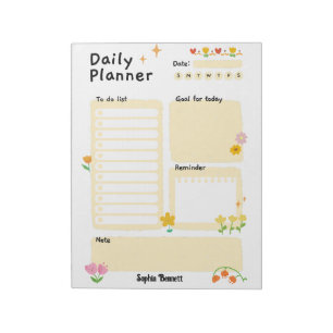 Daily Planner Schedule Reminders Floral Notepad