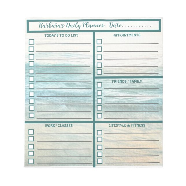 Daily Planner Simple Modern Personalised  Notepad (Front)