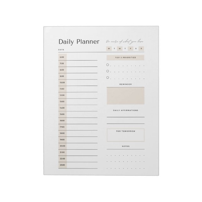 Daily Planner - Task Organisation for Work & Home Notepad (Rotated)