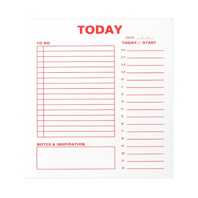 Daily Planner To Do List Minimalist Design Notepad (Front)