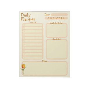 Daily Planner, To Do List, Reminder Tulip Notepad