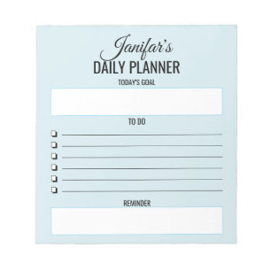 Daily Planner To Do Script Blush Blue Notepad