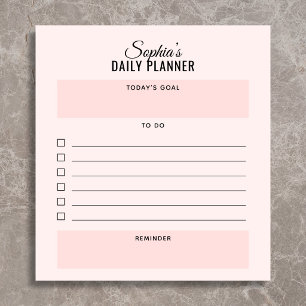 Daily Planner To Do Script Blush Pink Notepad