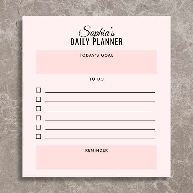 Daily Planner To Do Script Blush Pink Notepad (Creator Uploaded)