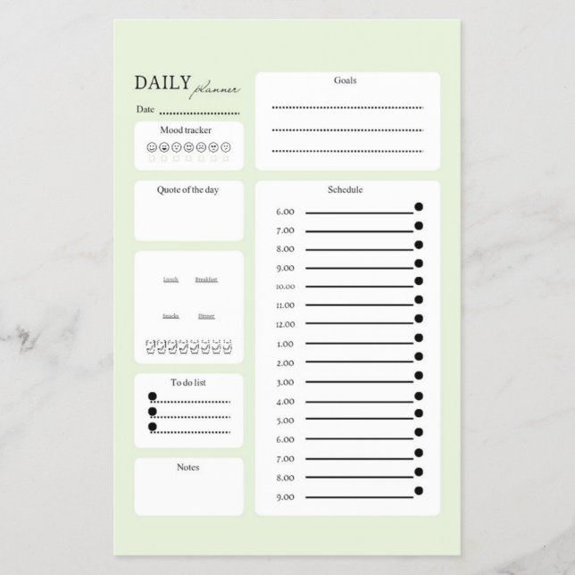 Daily Planner with Mood & Goal Tracker Flyer (Front)