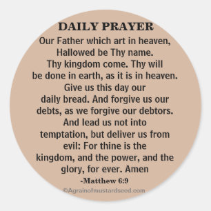 Daily Prayer Our Father KJV Classic Round Sticker