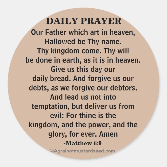 Daily Prayer Our Father KJV Classic Round Sticker (Front)