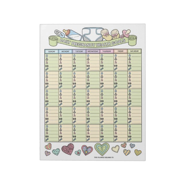 Daily Pregnancy Goal Planner Custom Notepad (Rotated)
