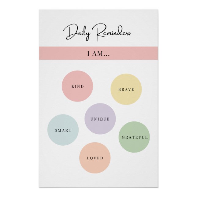Daily Reminders - self love affirmations Wall Art (Front)