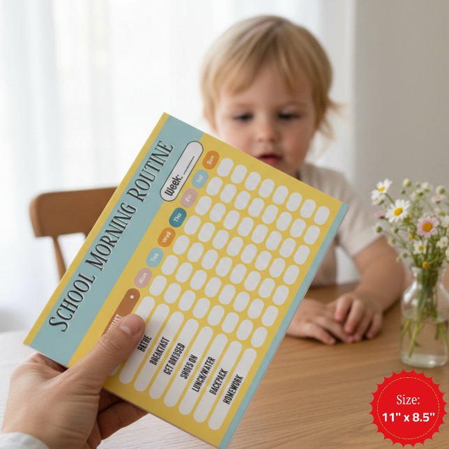 Daily Routine Checklist for Kids Morning & School  Notepad (Daily Routine Checklist for Kids Morning & School Notepad)