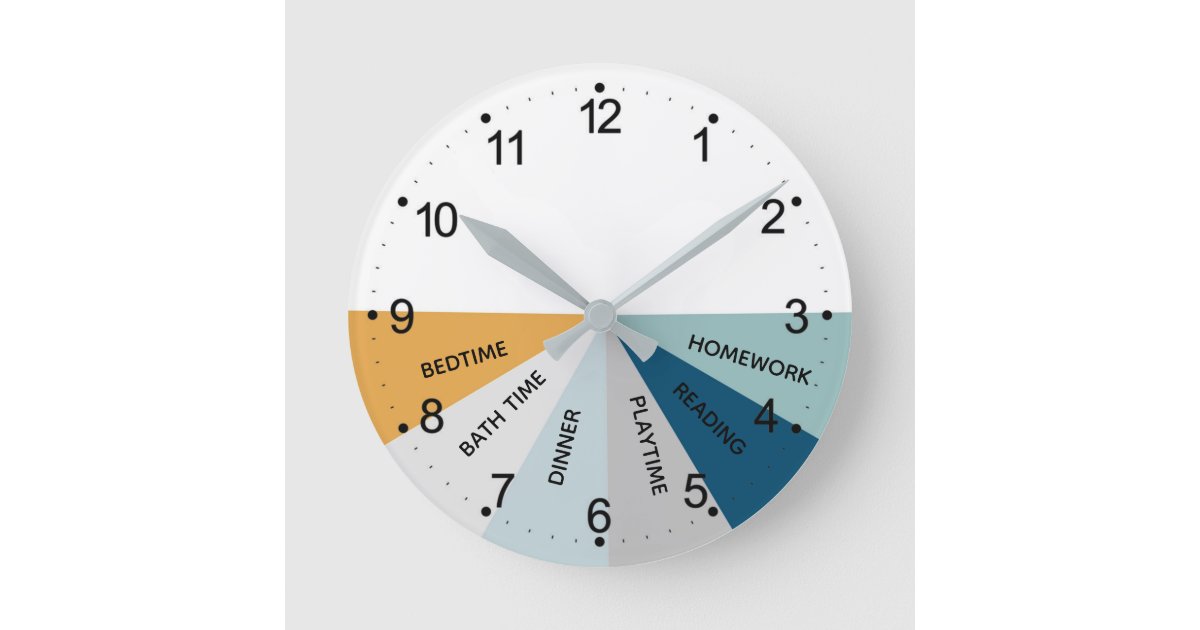 Daily Schedule Colors Round Clock | Zazzle