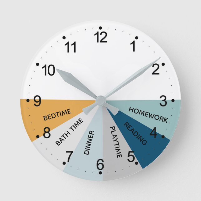 Daily Schedule Colors Round Clock  (Front)