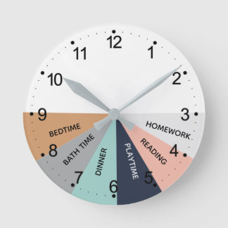 Daily Schedule Colours Round Clock 