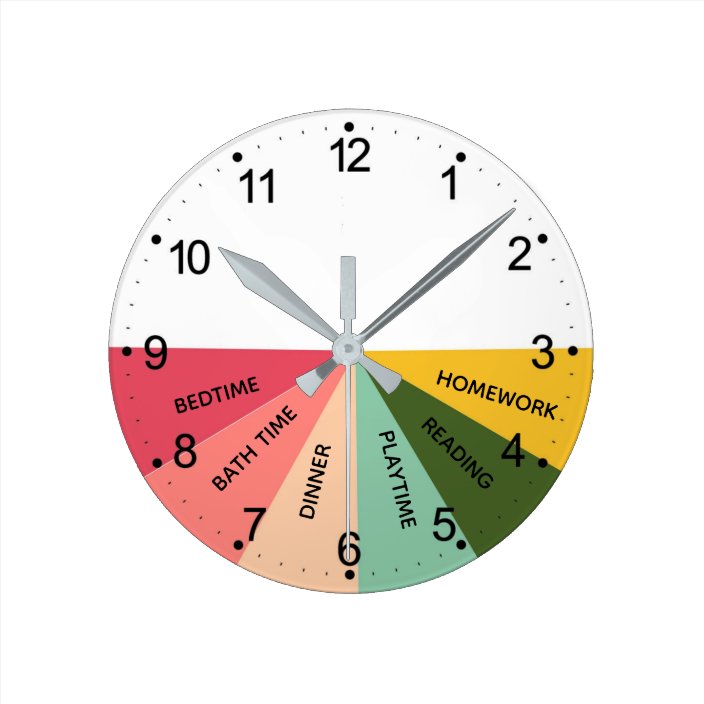 Daily Schedule Colours Round Clock | Zazzle.co.uk