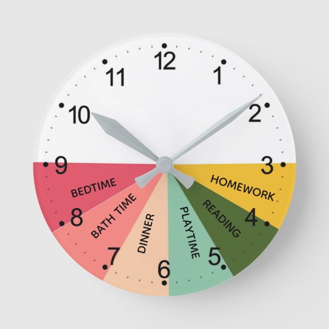 Daily Schedule Colours Round Clock  (Front)