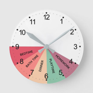 Daily Schedule Colours Round Clock