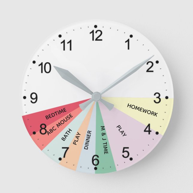 Daily Schedule Colours Round Clock (Front)
