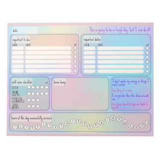 Daily Schedule for Focus & Self-Care  Notepad