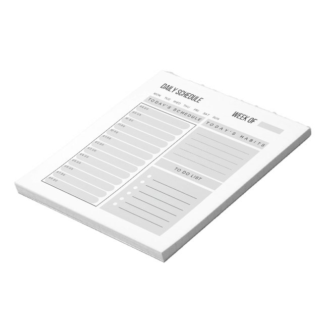 Daily Schedule Planner Notepad (Rotated)