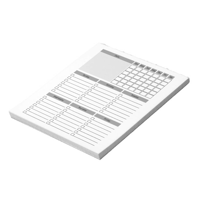 Daily Schedule Planner Notepad (Rotated)