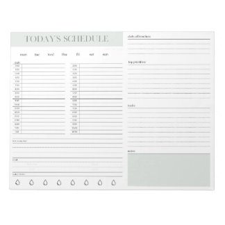 Daily Schedule Planning Notepad - Mint