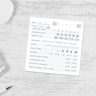 Daily Self Care Check-in ADHD Neurodivergent Post-it Notes