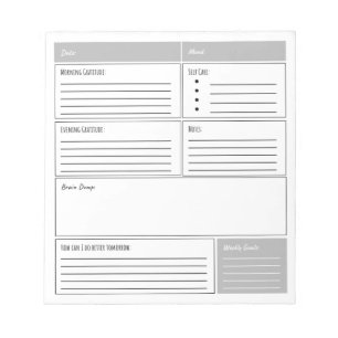 Daily Self Care Journal with Gratitude, Notes