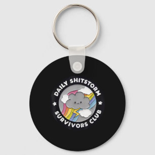 Daily Shitstorm Survivors Club Funny Rainbow Cloud Key Ring