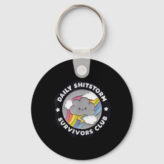 Daily Shitstorm Survivors Club Funny Rainbow Cloud Key Ring