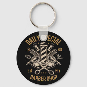 Daily Special Barber Shop LA NY Cut and Shave Key Ring