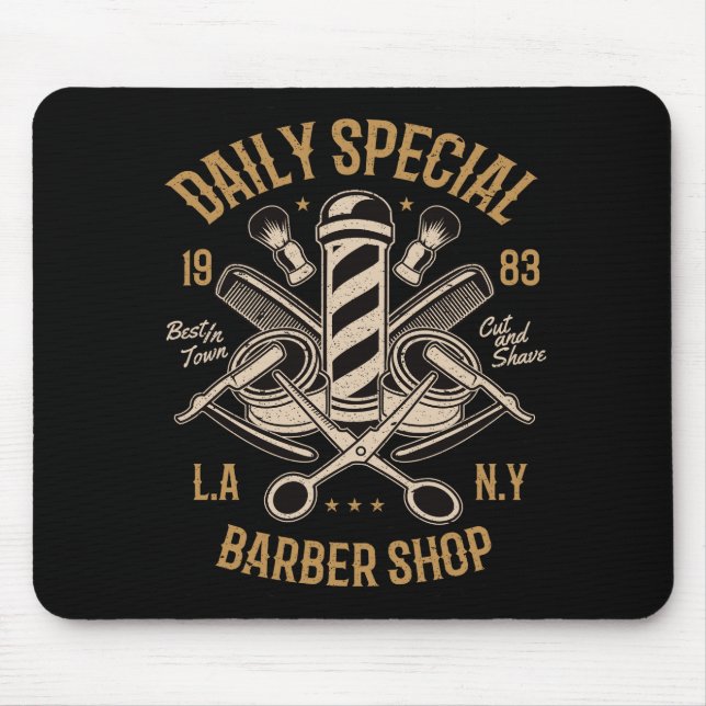 Daily Special Barber Shop LA NY Cut and Shave Mouse Mat (Front)