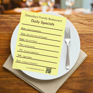 Daily Specials Restaurant Flyer With QR Code Yello