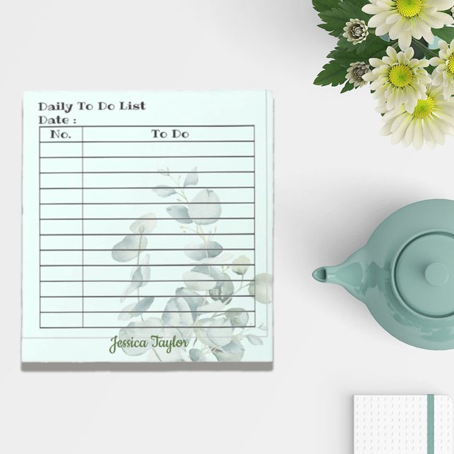 Daily To Do List Eucalyptus Botanicals Custom Name Notepad (Creator Uploaded)