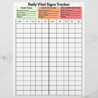 Daily Vital Signs Log Diary Patient Education