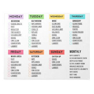 Daily/Weekly Cleaning Checklist Notepad