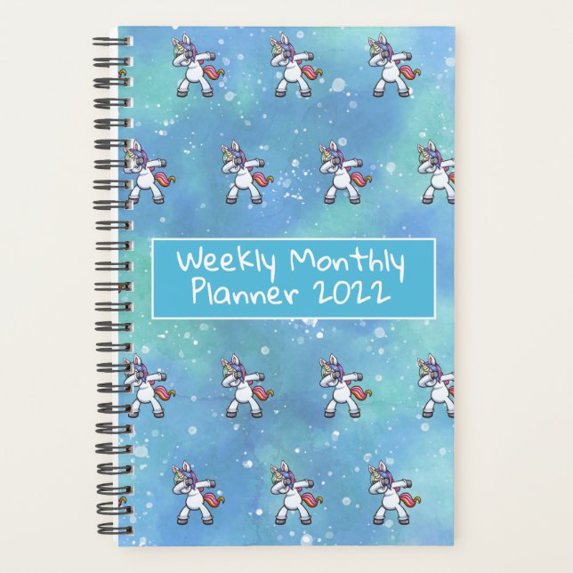 Daily Weekly Monthly Planner unicorn design (Front)