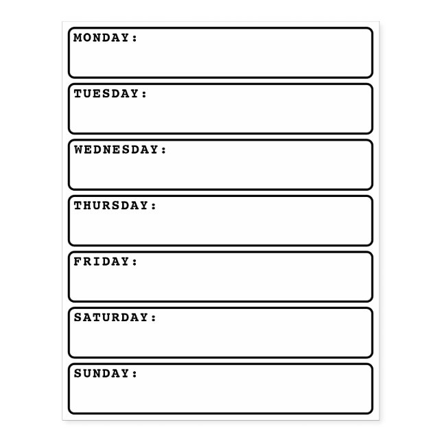 Daily weekly planner calendar bullet journalling rubber stamp (Imprint)
