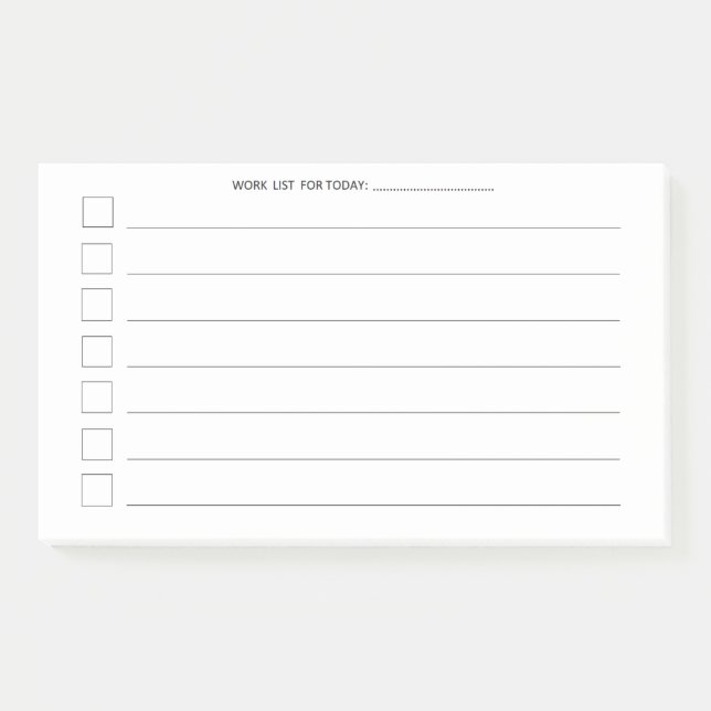 Daily Work List Check Sheet 10x6 Notes (Front)