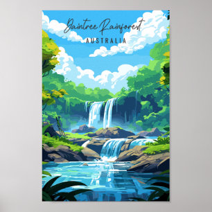 Daintree Rainforest vintage travel illustration Poster