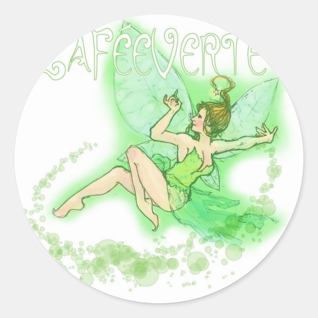 Dainty Absinthe La Fee Verte II Classic Round Sticker (Front)